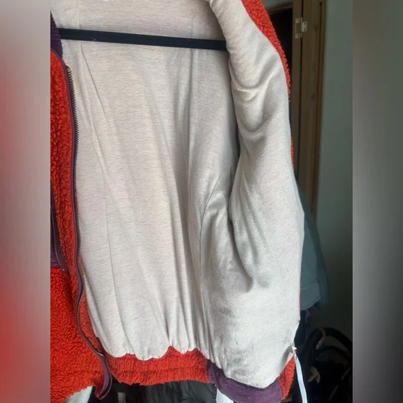 Free People Rivington fleece zip up size Small red with black purple vintage - Picture 13 of 16
